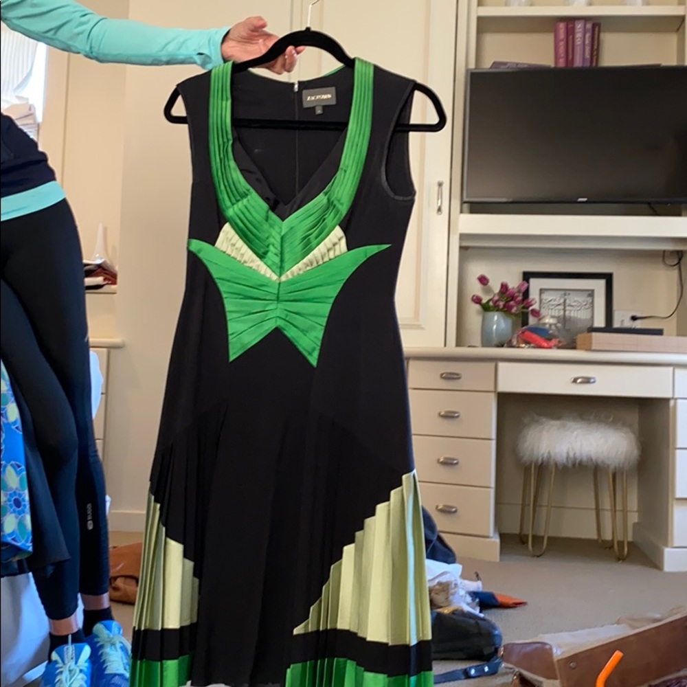 Zac Posen green/black lined Silk dress